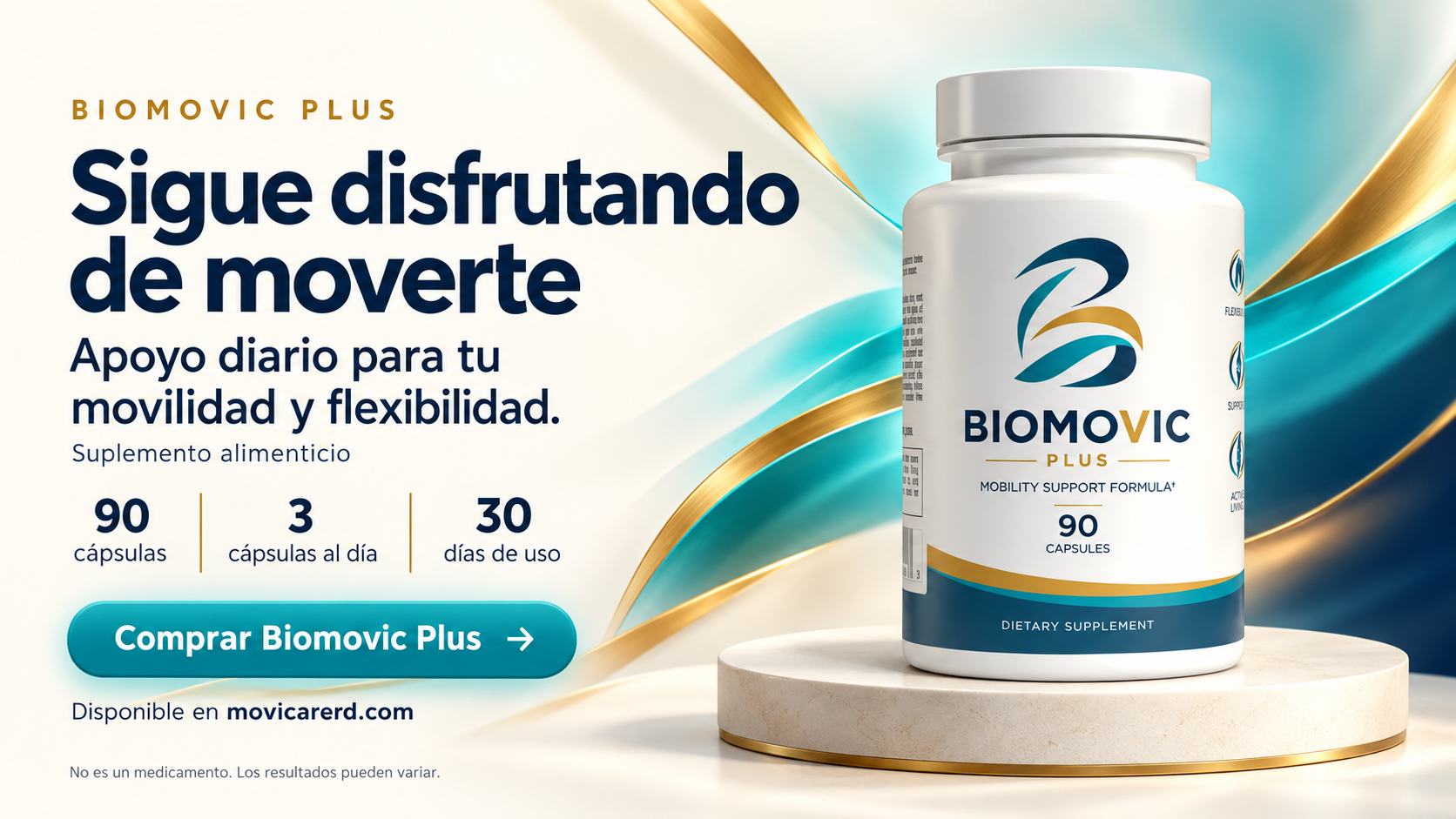 Biomovic Plus: apoyo diario para tu movilidad y flexibilidad. 90 cápsulas, 3 cápsulas al día, 30 días de uso.